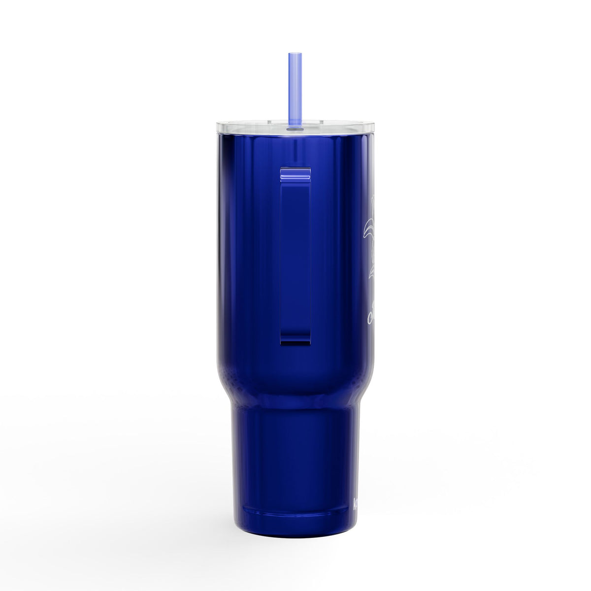 40oz Engraved Insulated Tumbler with Lid & Handle — Floral Lily Design, Personalized Name Option