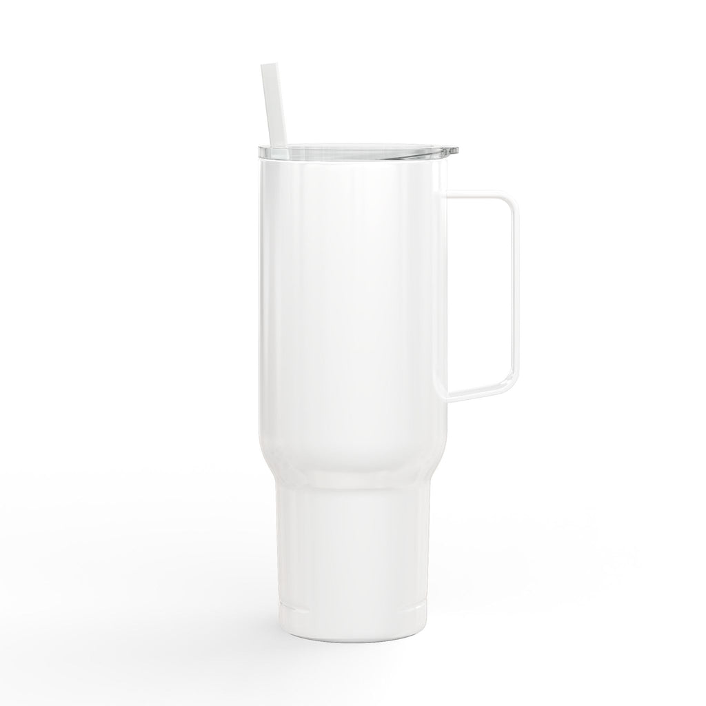40oz Engraved Insulated Tumbler with Lid & Handle — Floral Lily Design, Personalized Name Option