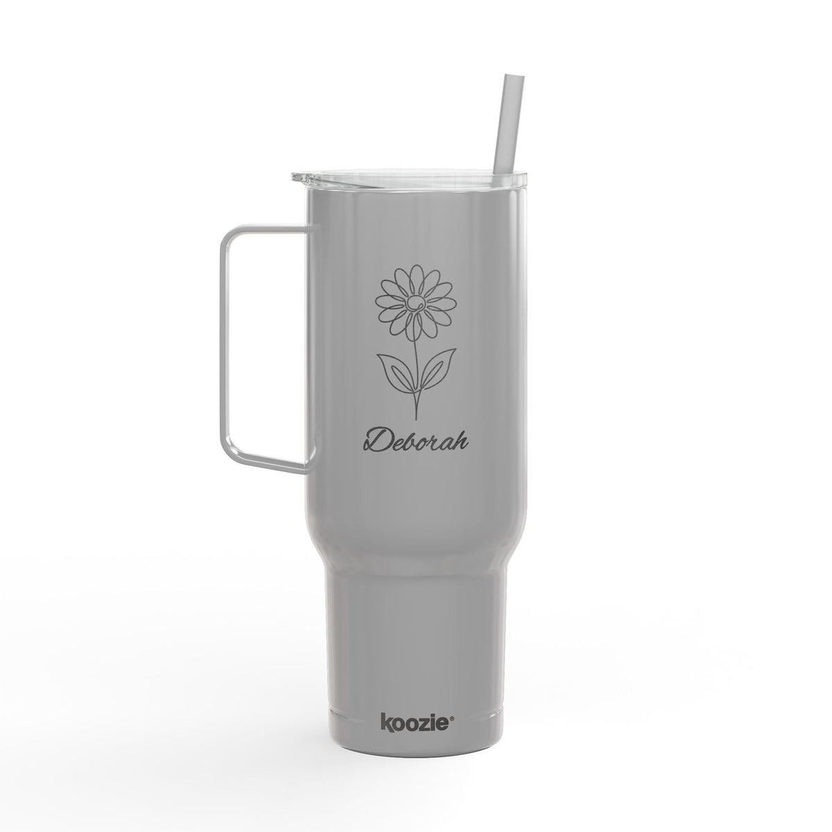 40oz Insulated Tumbler - Engraved Daisy Floral Design with 'Dance' Text, Travel Mug with Lid & Straw