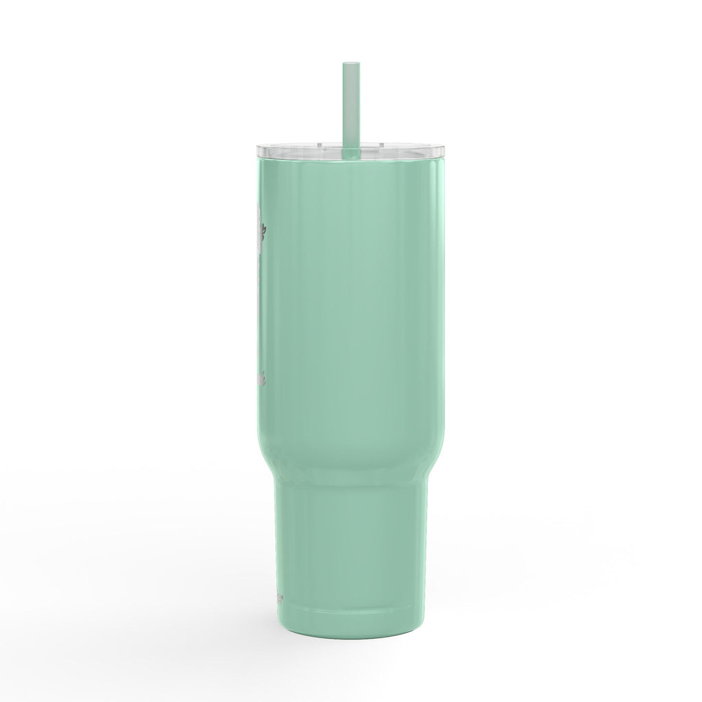 40oz Insulated Tumbler — Engraved Floral 'Valencourt' Travel Cup with Lid & Straw