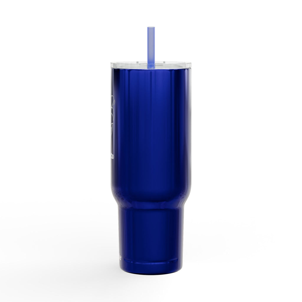 Engraved 40oz Insulated Tumbler with Lid — Floral Lily Design, Personalized Name Option