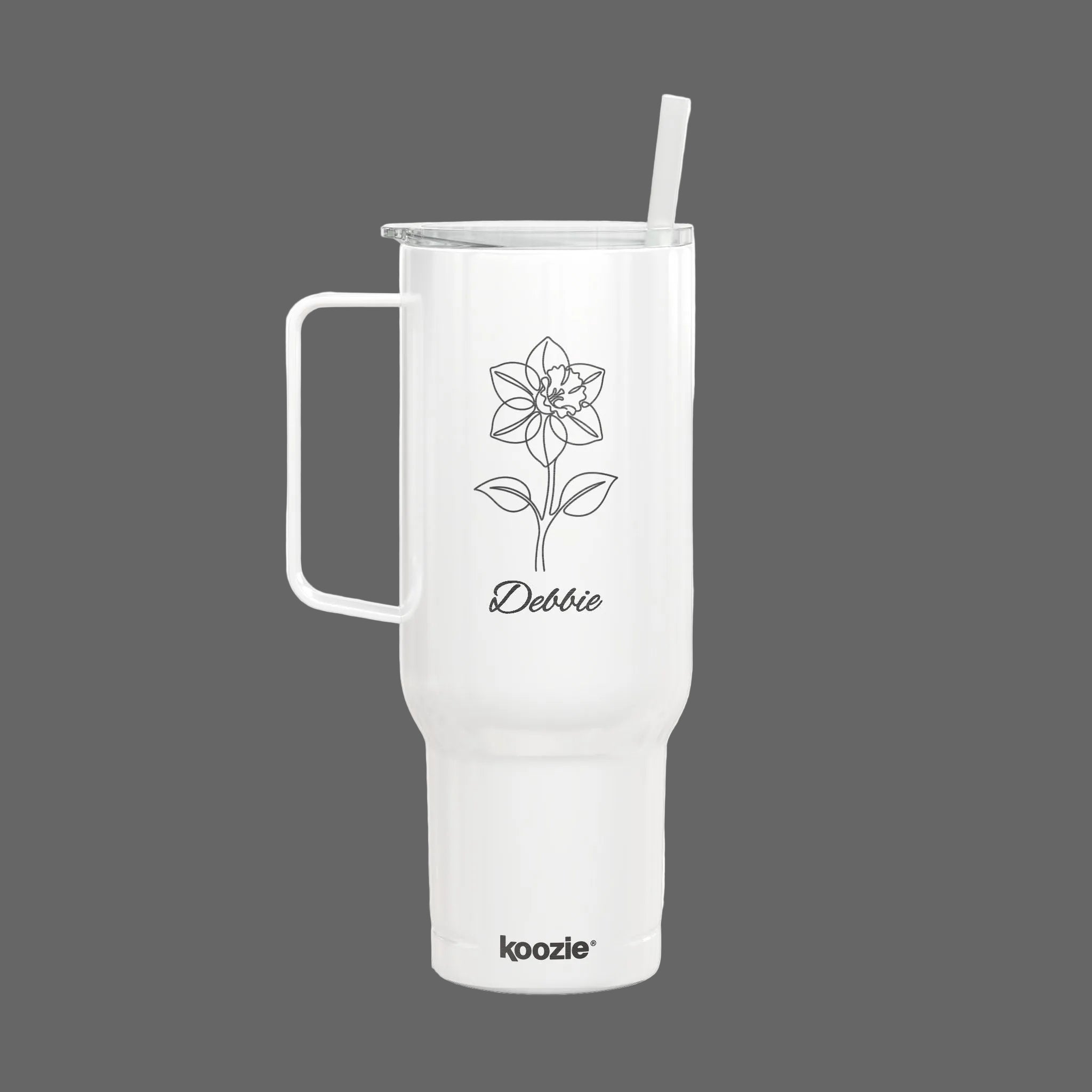 40oz Engraved Floral Tumbler with Lid — Personalized Insulated Travel Cup