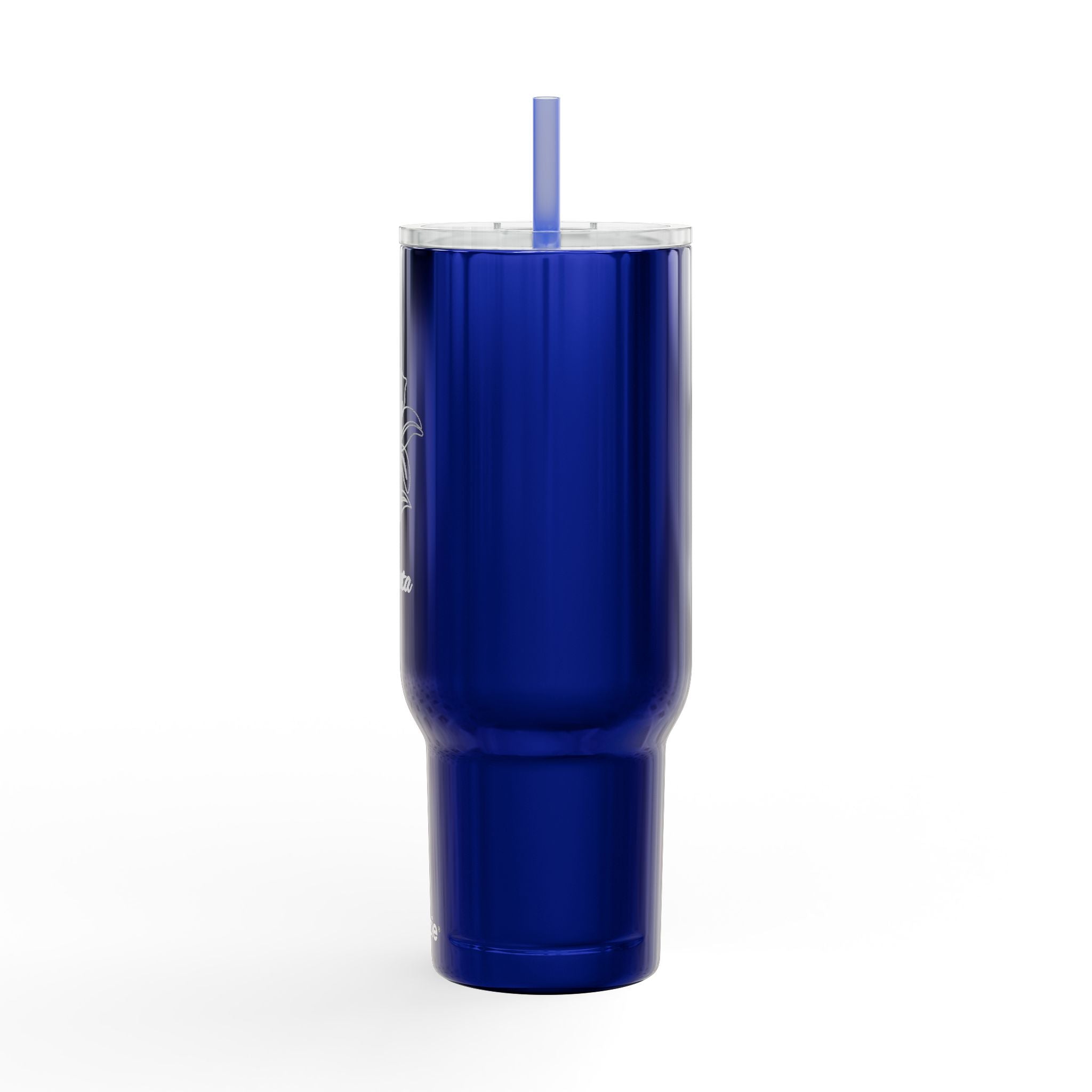40oz Engraved Insulated Tumbler with Lid & Handle — Floral Lily Design, Personalized Name Option