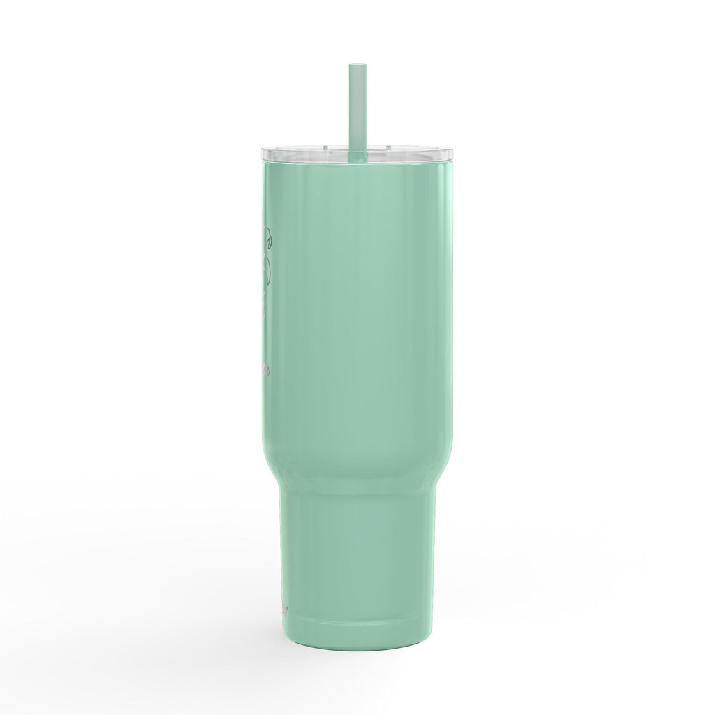 Engraved 40oz Insulated Tumbler with Lid — Floral Lily Design, Personalized Name Option