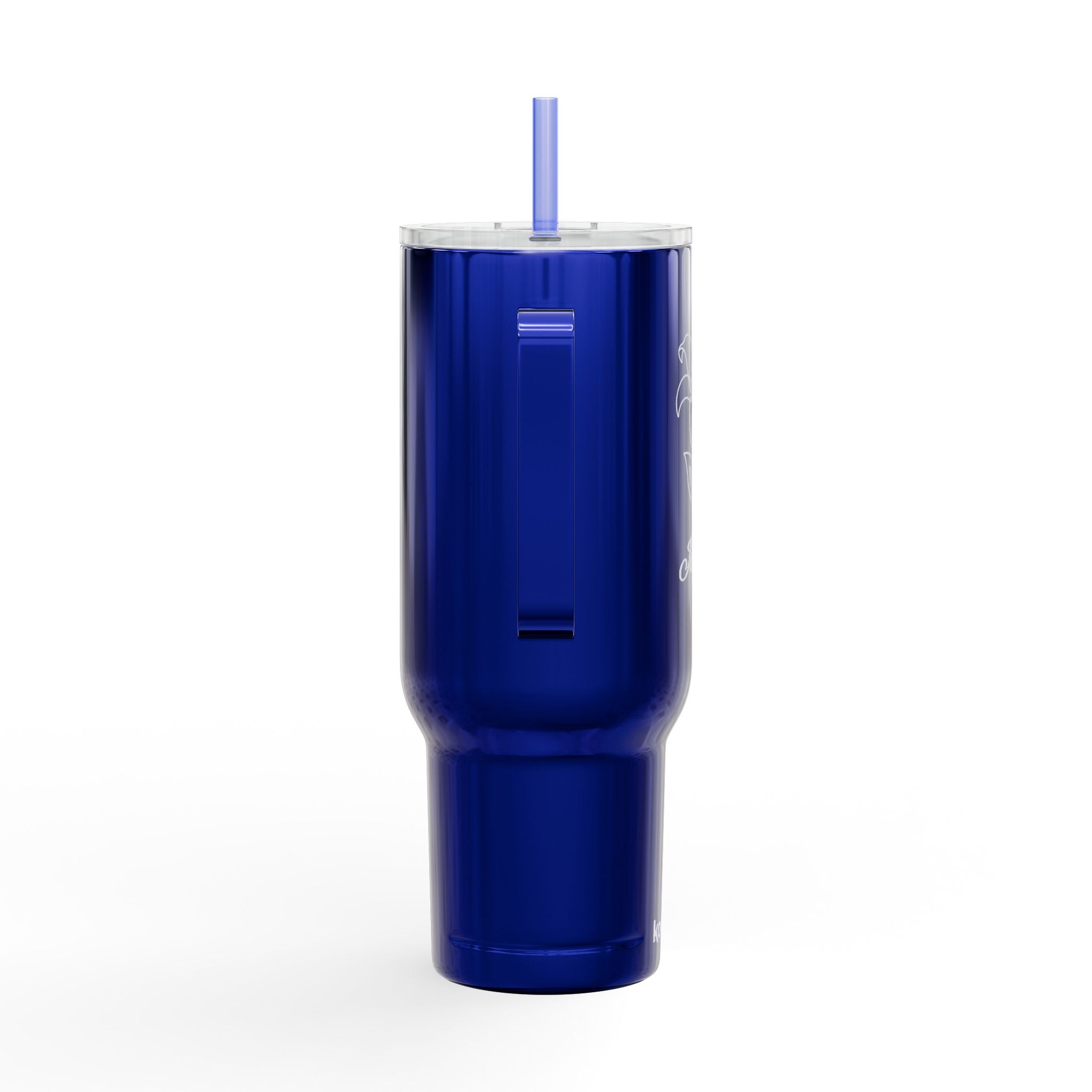 Engraved 40oz Insulated Tumbler with Lid — Floral Lily Design, Personalized Name Option