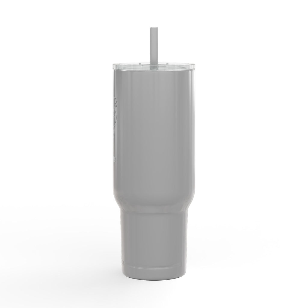 Engraved 40oz Insulated Tumbler with Lid — Floral Lily Design, Personalized Name Option