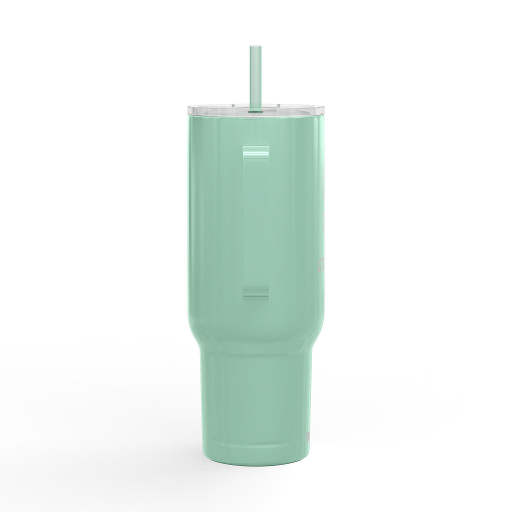40oz Insulated Tumbler - Engraved Daisy Floral Design with 'Dance' Text, Travel Mug with Lid & Straw
