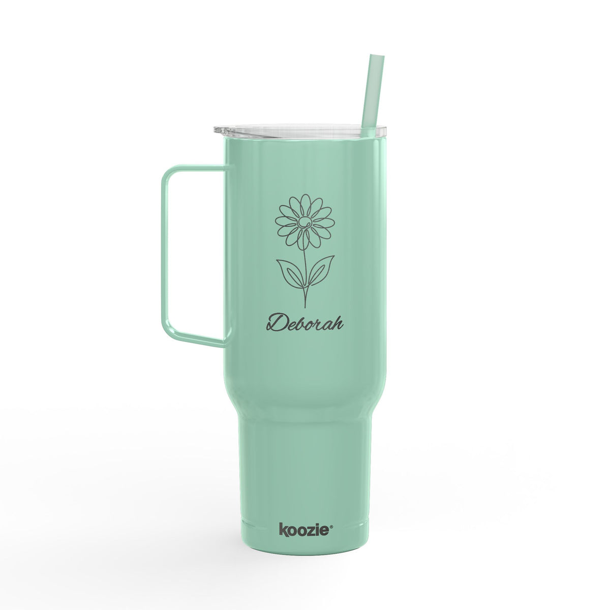 40oz Insulated Tumbler - Engraved Daisy Floral Design with 'Dance' Text, Travel Mug with Lid & Straw