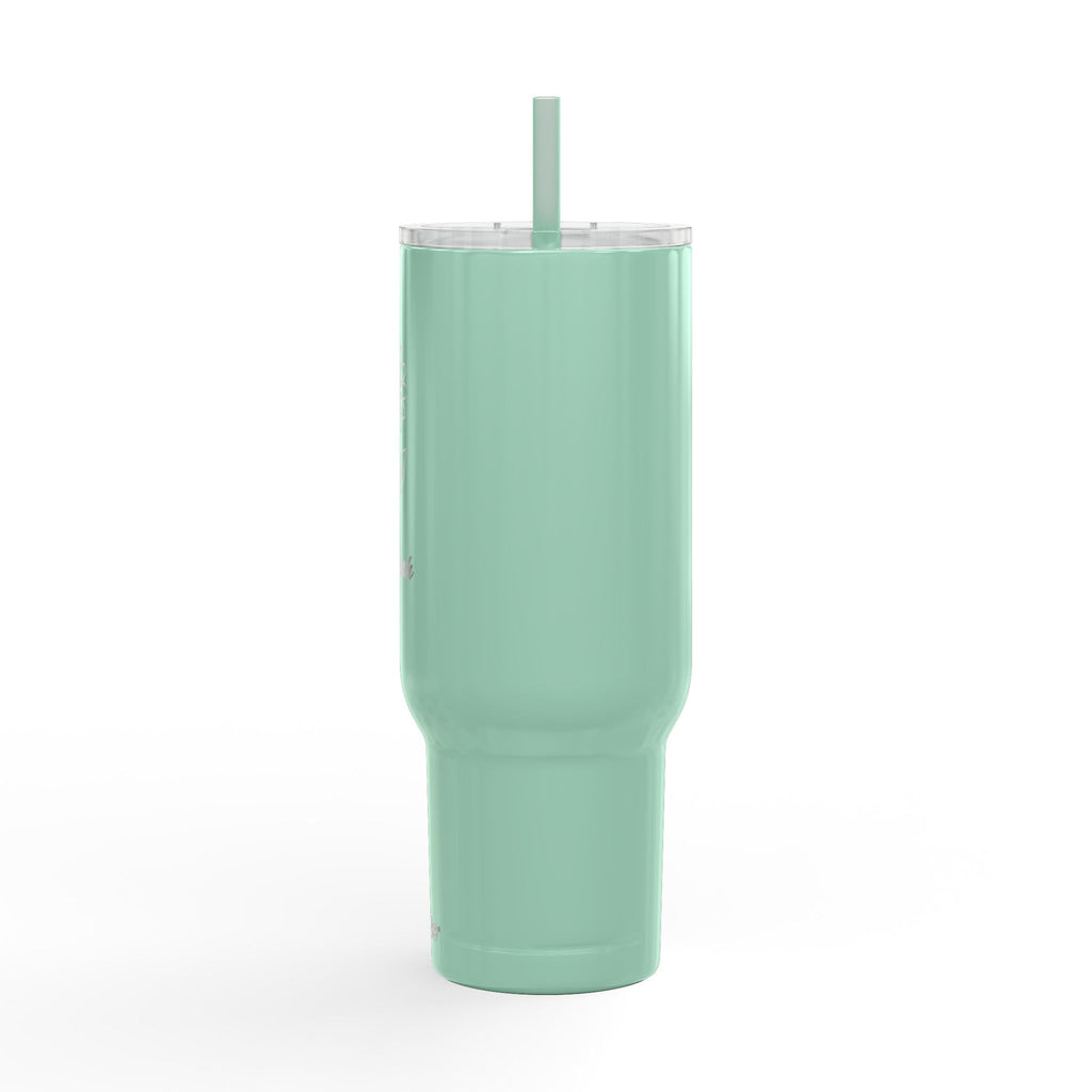 40oz Insulated Tumbler - Engraved Daisy Floral Design with 'Dance' Text, Travel Mug with Lid & Straw