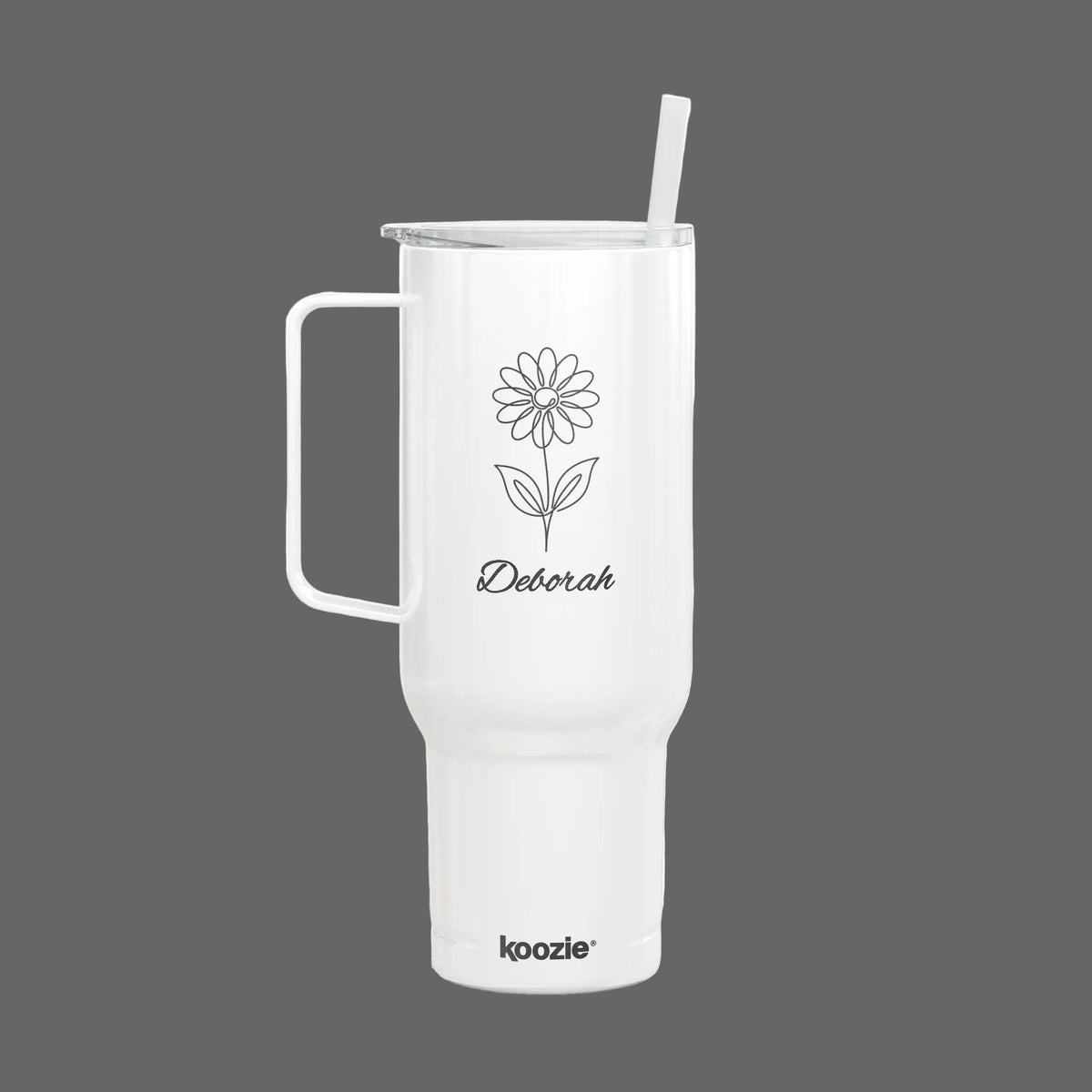 40oz Insulated Tumbler - Engraved Daisy Floral Design with 'Dance' Text, Travel Mug with Lid & Straw